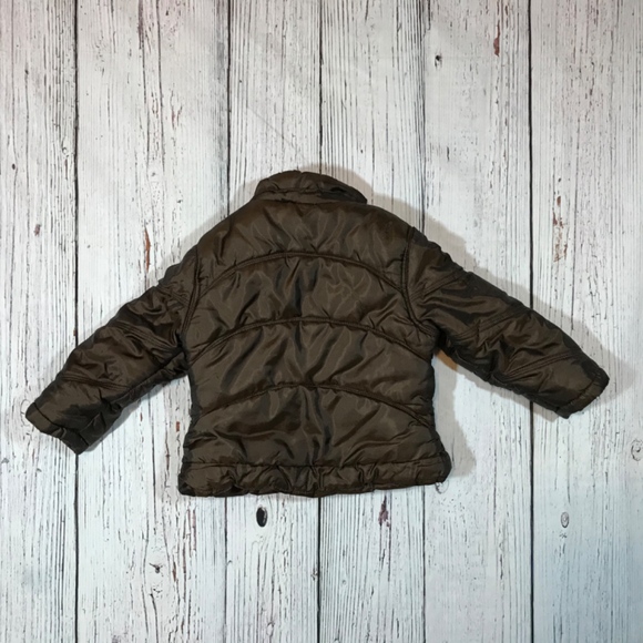 Girls Brown Puffer Coat - Picture 2 of 4